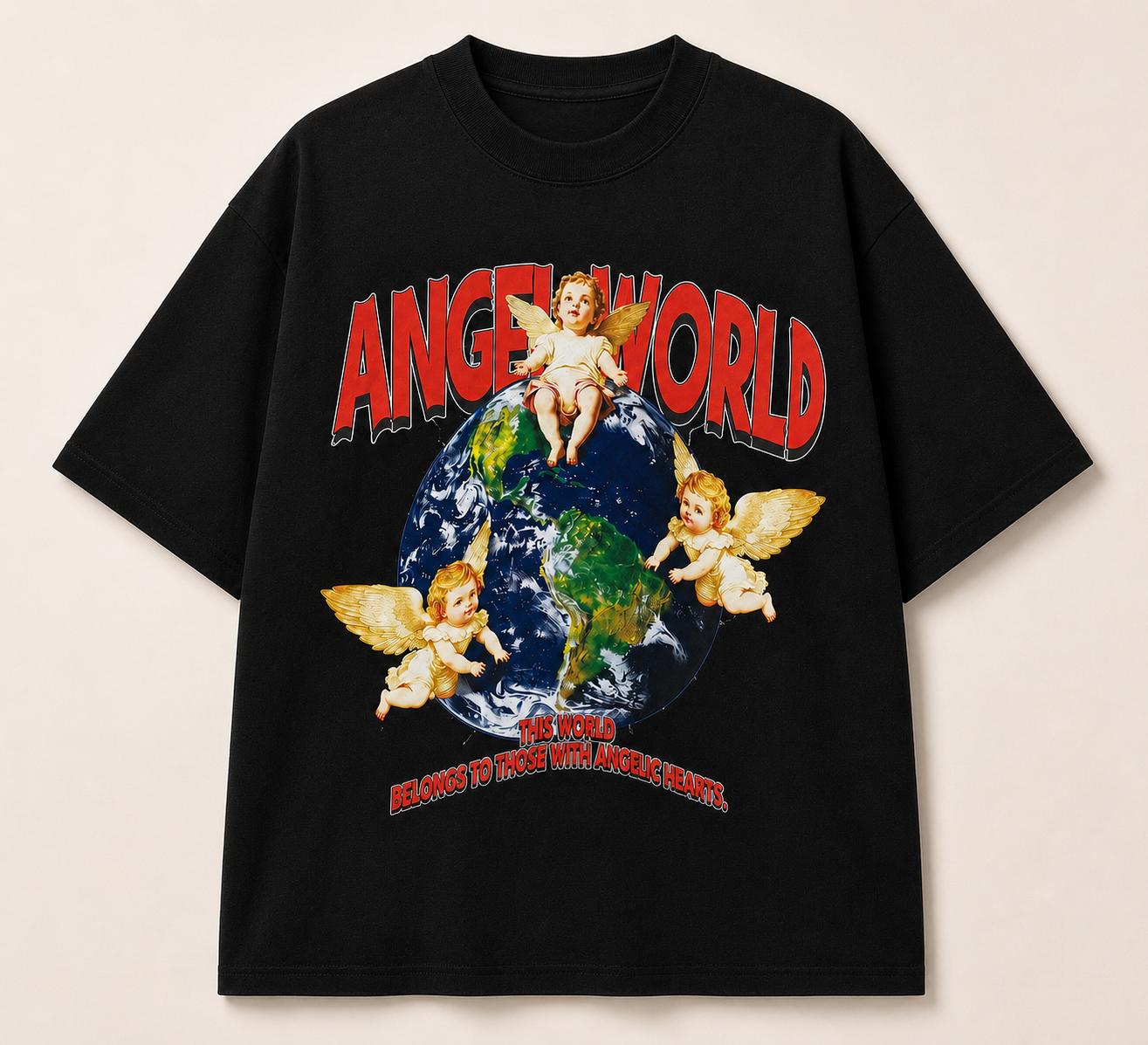 Angel World Vintage Graphic Oversized Tee
